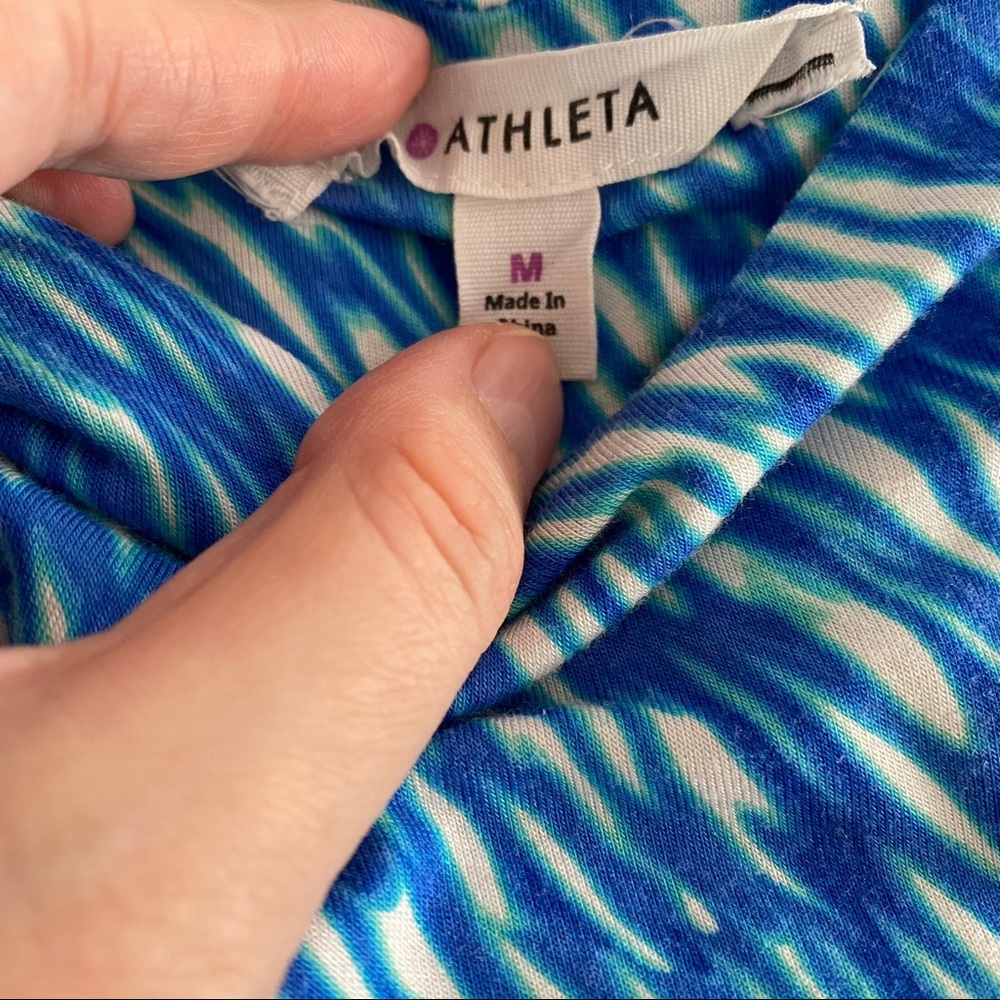 Athleta Reef Print Women's Dreaming Dress Blue And White Size Medium - Picture 5 of 5